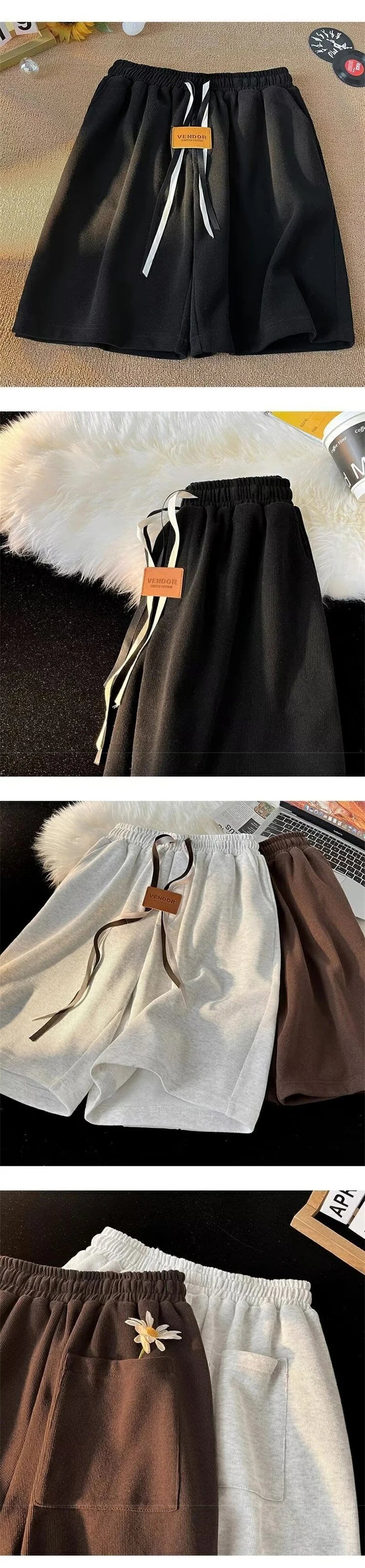 summer y2k shorts for men casual gym basketball baggy short sweatpants appliques drawstring solid color bermuda masculina unique joggers style 3775