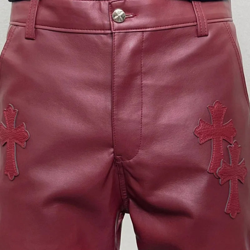 pu leather pants men streetwear fashion hip hop punk gothic vibe casual faux leather pant man boyfriend motorcycle trousers unique default style 2908
