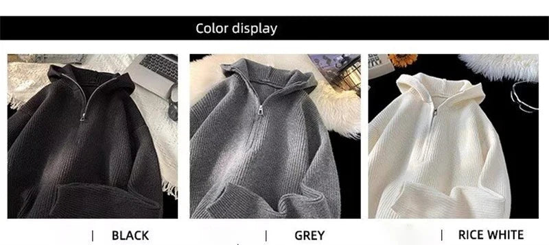 New Half Zipper sweater Knitted Sweater For Men Y2K Vintage Long Sleeve