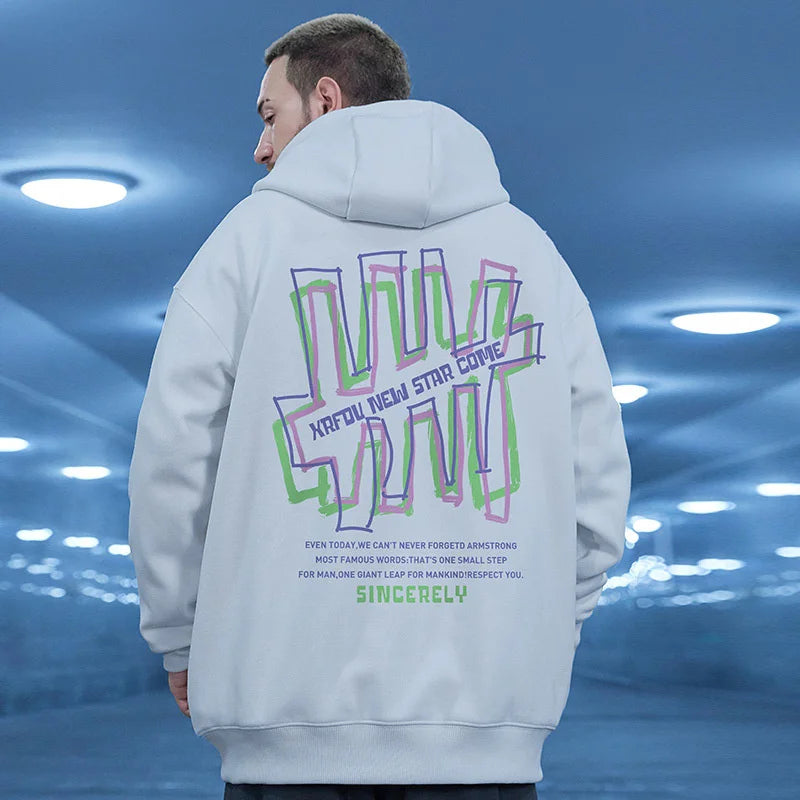 Retro Graffiti Letter Print Letter Pullover Hoodies Men's Streetwear Oversized Fleece Hooded Sweatshirts Casual Y2K Hoodie Street King Limited