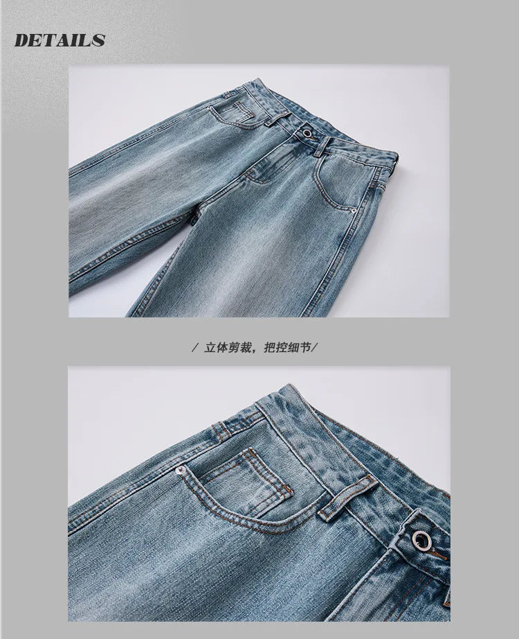 mens retro fashion high street loose casual denim micro flared pants jeans men streetwear plus size jeans trousers 28 40 unique jeans style 2581