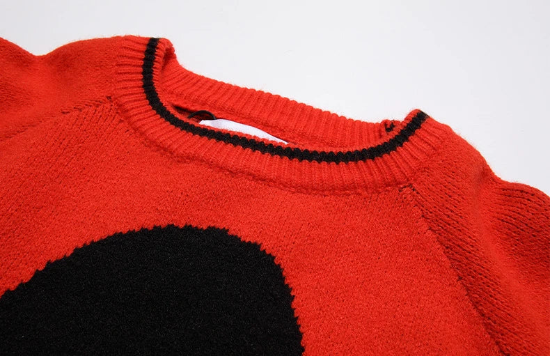 Hip Hop Knitted Sweater Mens Autumn Winter O-neck Skulls Pullover Streetwear Casual Warm Loose Sweaters Unisex Jumpers Knitwear Street King Limited