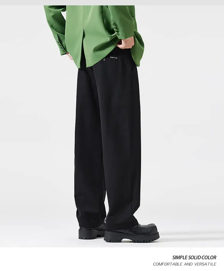 suit pant men korean streetwear fashion loose casual plus size straight suit pant office man commuter pants trousers unique default style 2104