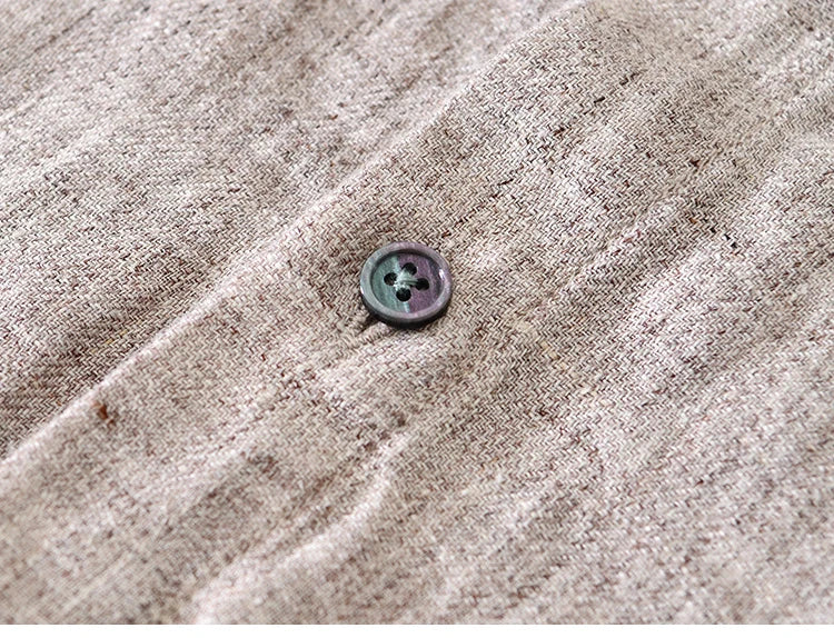 Vintage Linen Shirt Men Spring Autumn New Khaki Lapel Loose Long Sleeve Shirt Retro Casual Solid Breathable Cardigan Top Tees Street King Limited