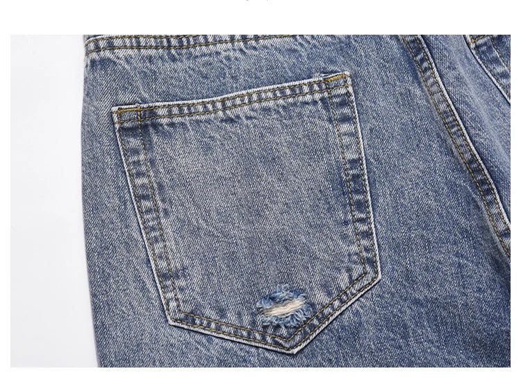 destroyed ripped jeans straight jean pants men biker jeans fashion zipper streetwear trousers hip hop pants joggers baggy jeans unique joggers style 2174