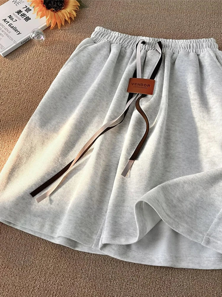 summer y2k shorts for men casual gym basketball baggy short sweatpants appliques drawstring solid color bermuda masculina unique joggers style 3779