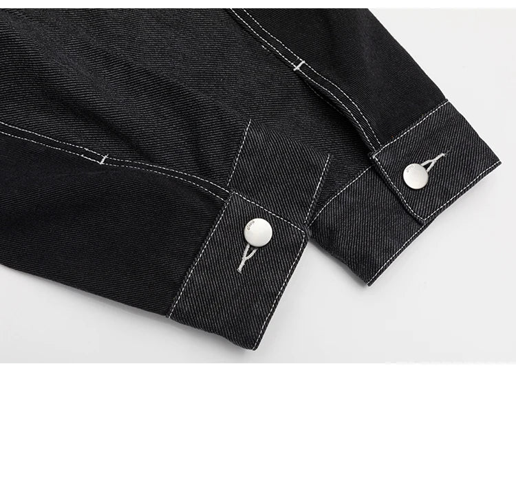 black denim splice coat mens streetwear fashion vintage loose casua plus size denim jacket man spring autumn coat outerwear unique jeans style 892