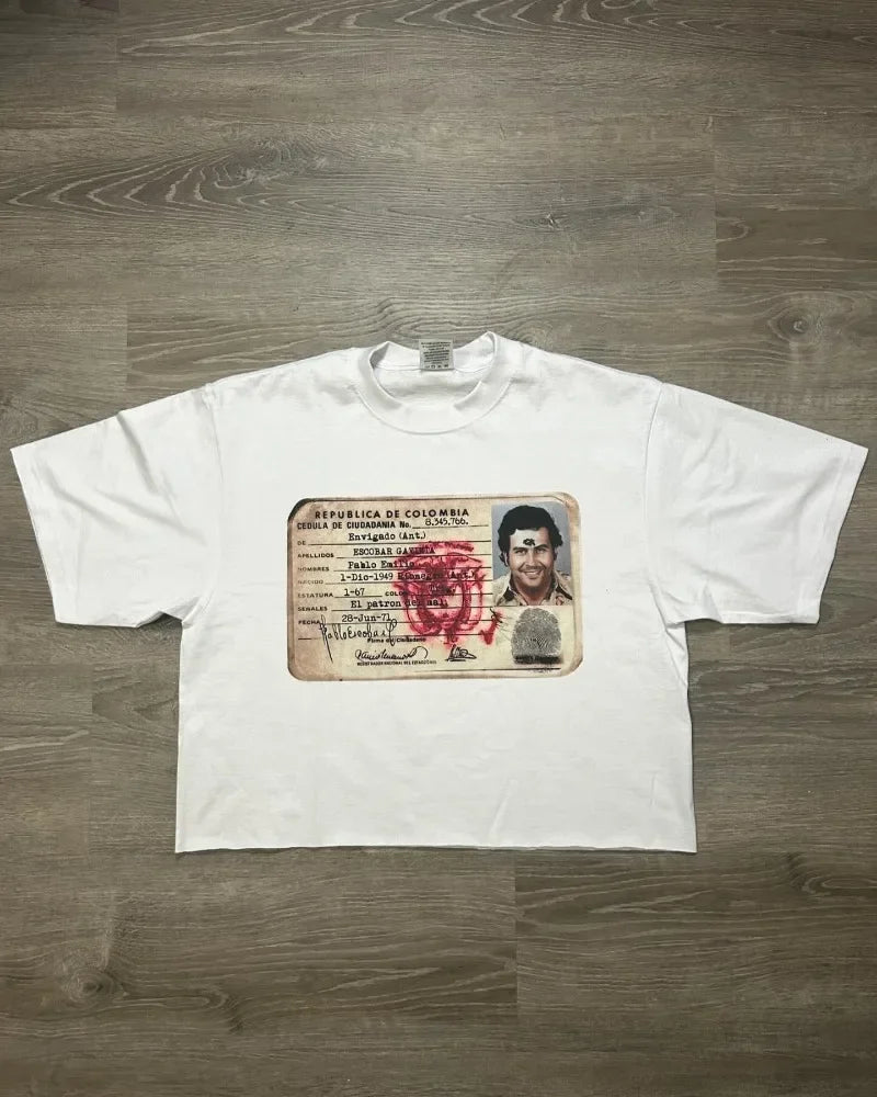Summer Streetwear Portrait Pattern Print Oversized T-Shirt Men's Gothic Casual Versatile Loose Short Sleeve Top Couple Style Street King Limited