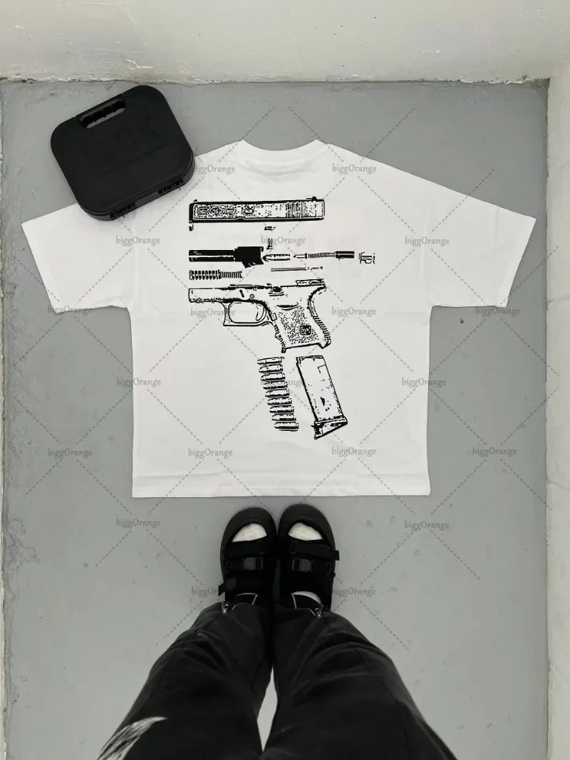 y2k Street Hip Hop Goth Letter Pattern Oversized T-Shirt Men's Retro Casual Versatile Short Sleeve Loose Round Neck Top Women Street King Limited