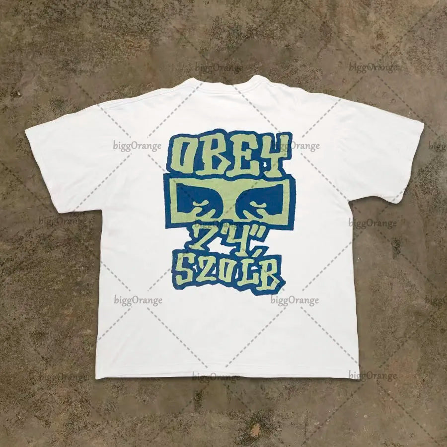 2023 American Streetwear Goth Punk Letter Print Oversized T-Shirts Men's Fashion Casual Loose Crew Neck Tops T-Shirts Women's Street King Limited