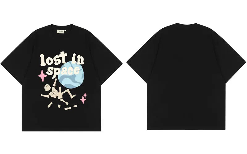 Punk Tshirt Streetwear Hip Hop Skull Skeleton Letter Planet Print Gothic Rock T-Shirts Harajuku Casual Cotton Short Sleeve Tops Street King Limited