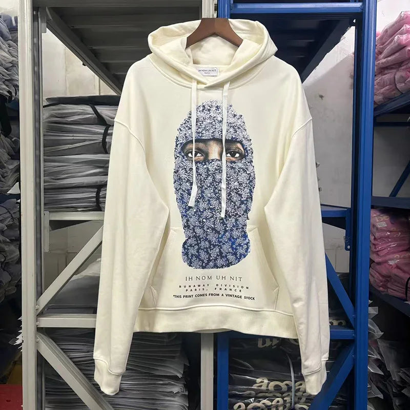 Black Rice White IH NOM UH NIT Hoodies Roses Masked Men Printing Loose Casual Lovers Men Woman Pullover Sweatshirts Street King Limited