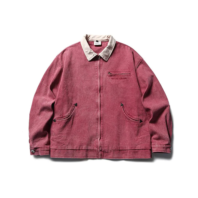 vintage denim jacket men loose casual zipper coat harajuku hip hop streetwear jackets trendy design jacket for men denim street jeans