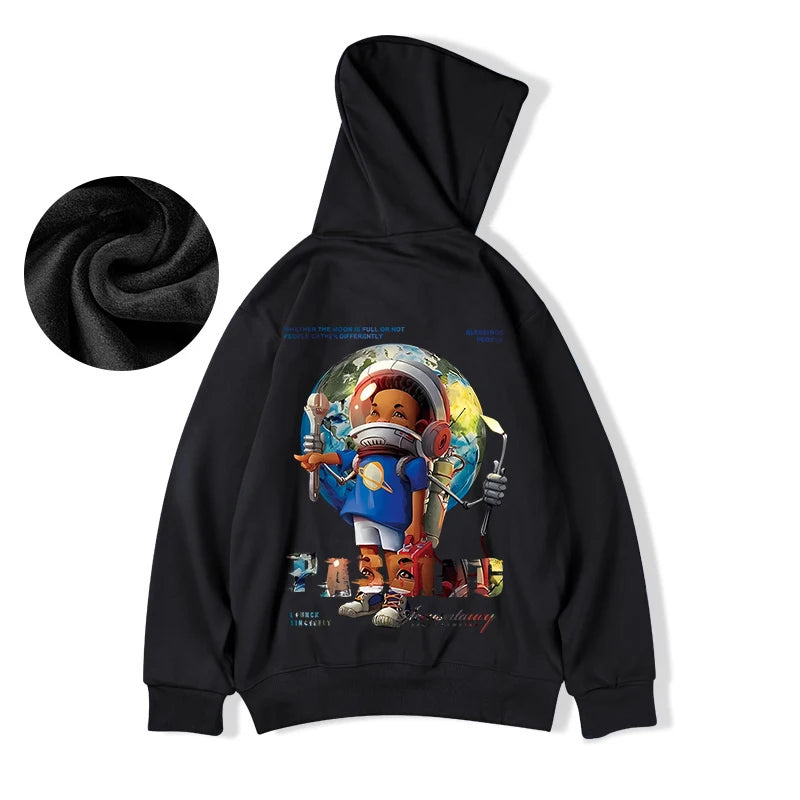 Autumn Anime Astronaut Boy Print Hoodie Sweatshirts Hombre Oversized Hip Hop Casual Fleece Hoody Y2K Vintage Streetwear Hoodies Street King Limited