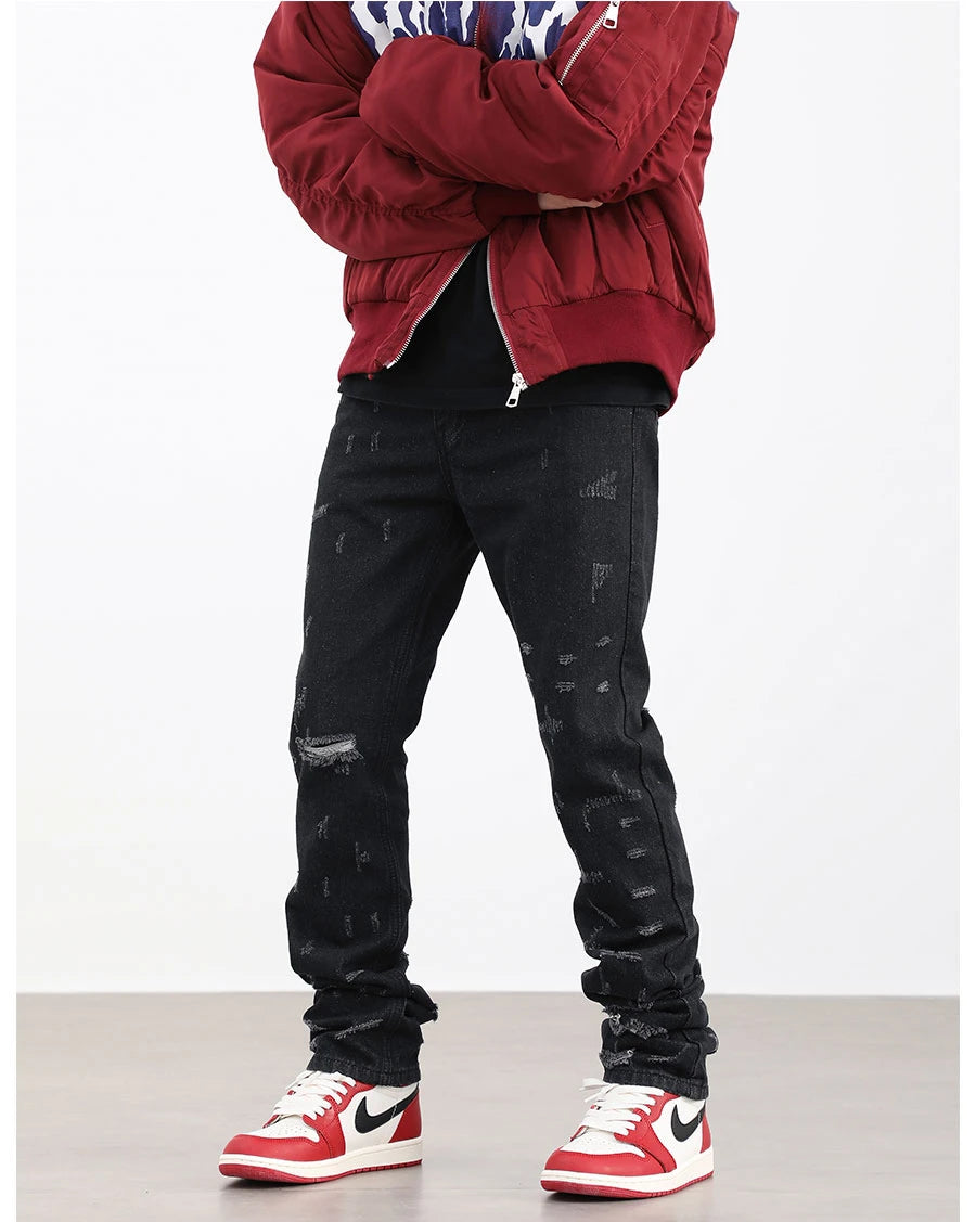 harajuku scratched ripped holes denim jeans mens zipper jeans hip hop fashion streetwear new casual straight joggers jean pants unique joggers style 1640
