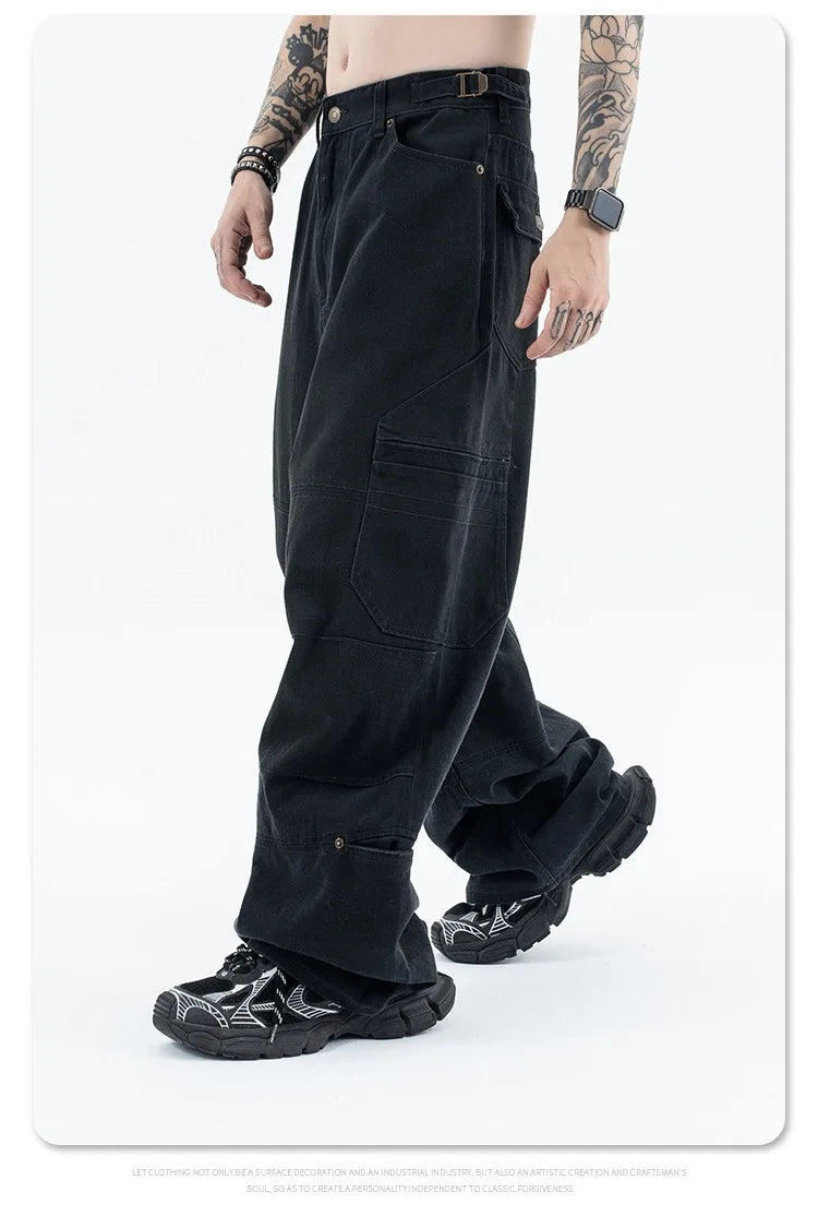 Washed and worn multi-pocket cargo jeans Street King Limited