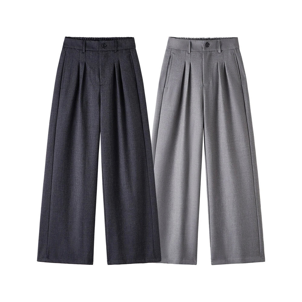 men loose casual korean streetwear fashion vintage straight wide leg suit pants trousers cityboy baggy pants urban fashion pants
