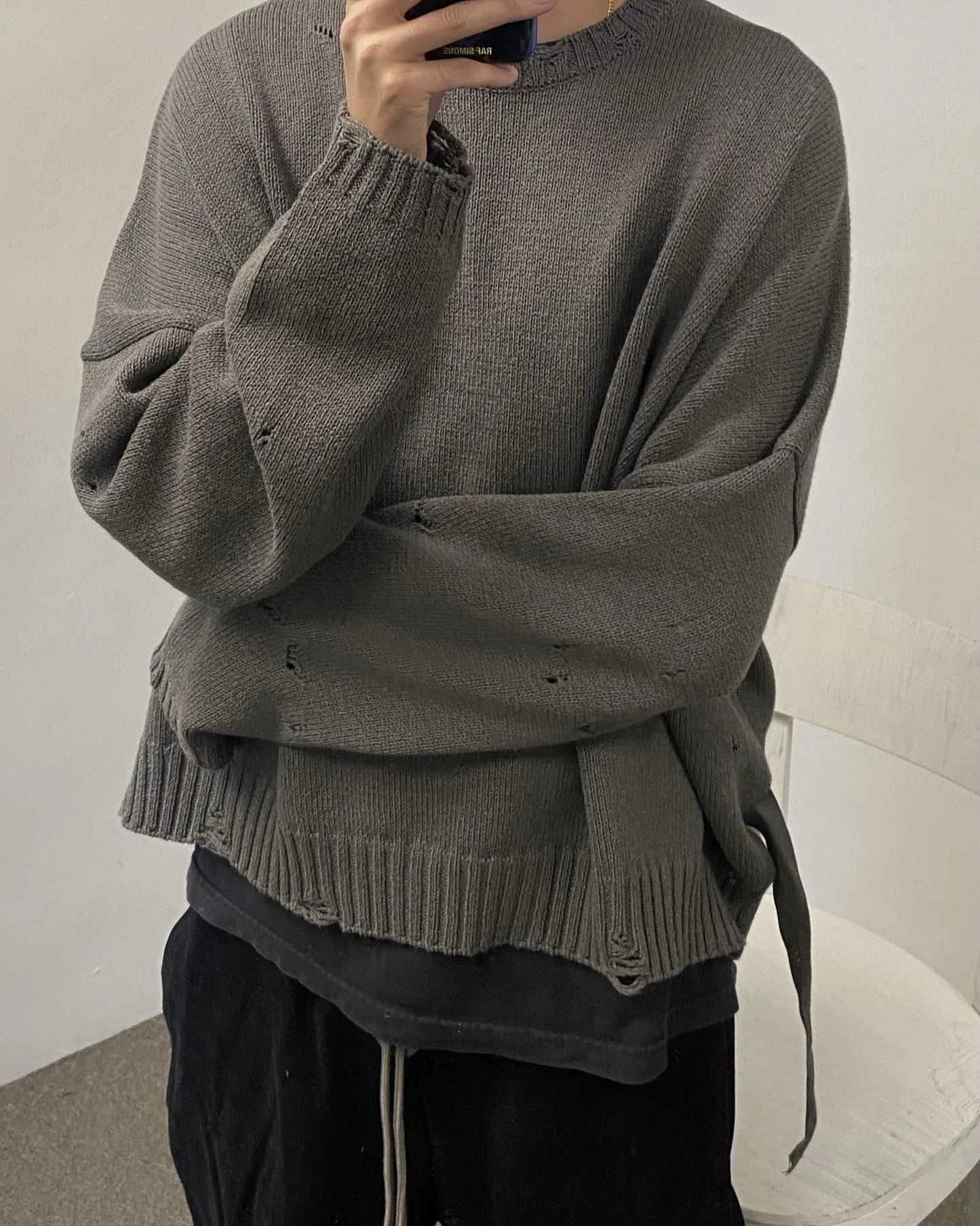 New 2023 Men Luxury Under my car Holes gentleman Classic Cotton Knit Casual Sweaters pullover Asian Size High Drake #49 Street King Limited