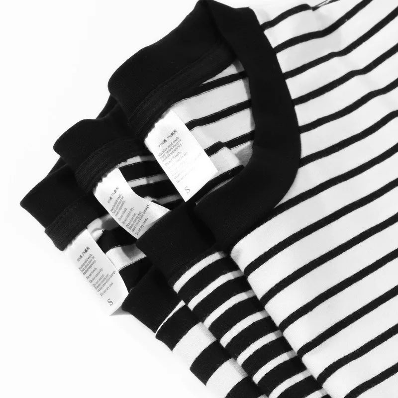 Japanese Vintage Nostalgic Striped T-Shirts For Men And Women Short-Sleeved Cotton Men's Loose Half-Sleeved Sea Soul Shirt Street King Limited
