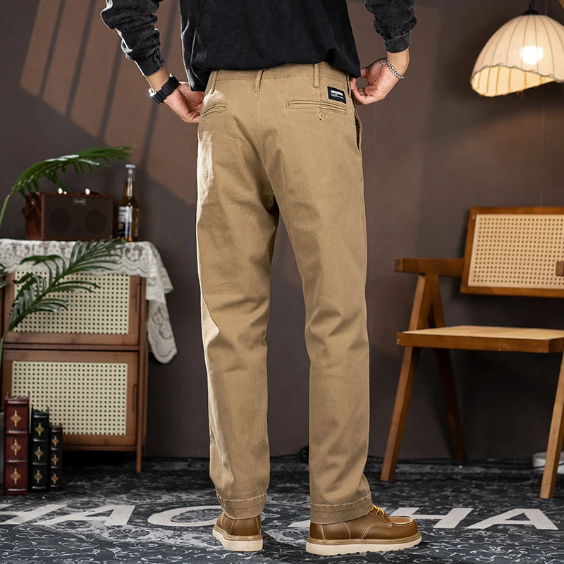 men american retro handsome loose casual business pure cotton pants japanese amikaji fashion straight cargo pant trouser combat utility trousers