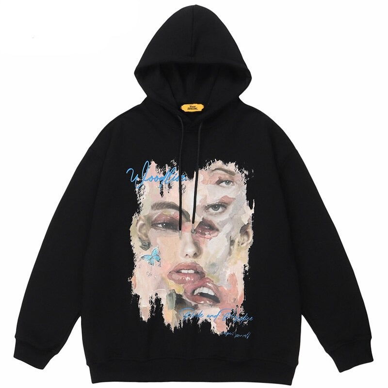 "Broken Face" Unisex Men Women Streetwear Graphic Hoodie Daulet Apparel