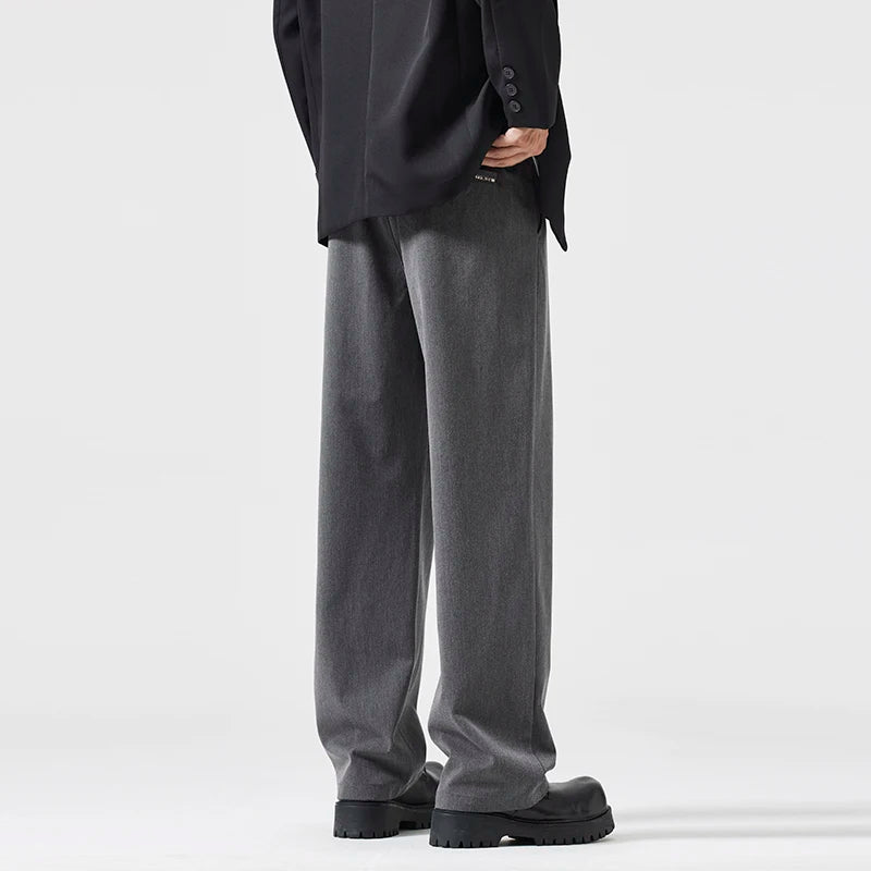 suit pant men korean streetwear fashion loose casual plus size straight suit pant office man commuter pants trousers clean everyday pants