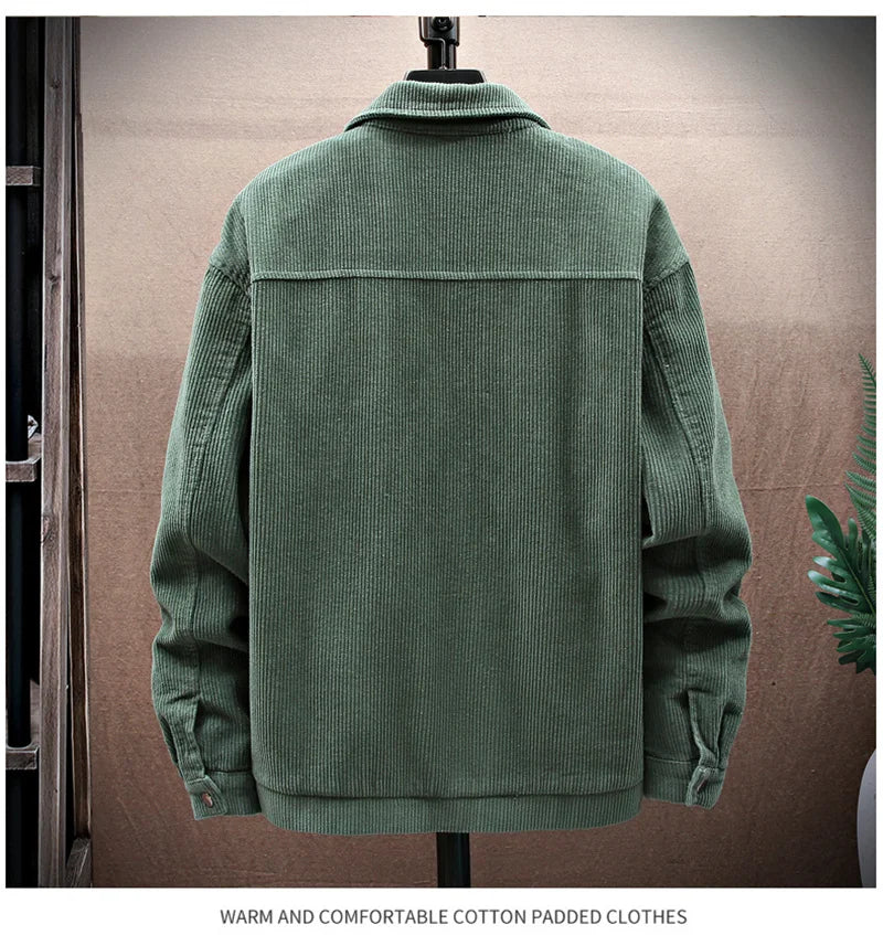 Streetwear Spring Appliques Long Sleeve Corduroy Shirts For Men Button Patchwork 2025 Spring Appliques Long Sleeve Corduroy Shirts For Men Button Patchwork Turn Down Collar Cargo Shirt Korean Fashion Jackets Fashion Sweater Jacket With Graphic Design For Men