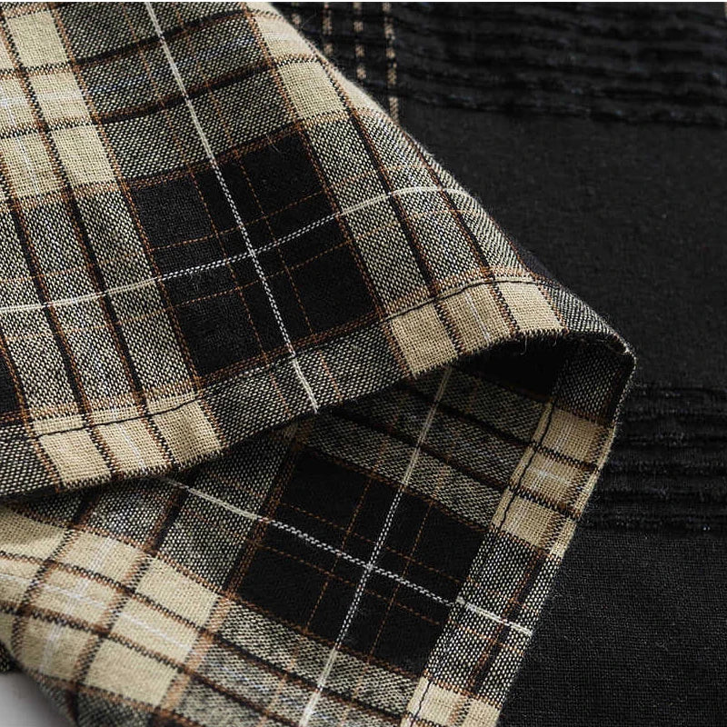 Streetwear Autumn Plaid Shirts Men Harajuku Hip Hop Streetwear Shirts Coats Long 2024 Autumn Plaid Shirts Men Harajuku Hip Hop Streetwear Shirts Coats Long Sleeve Loose Casual Button Up Blouse Y2K Tops Fashion Sweater Jacket With Graphic Design For Men