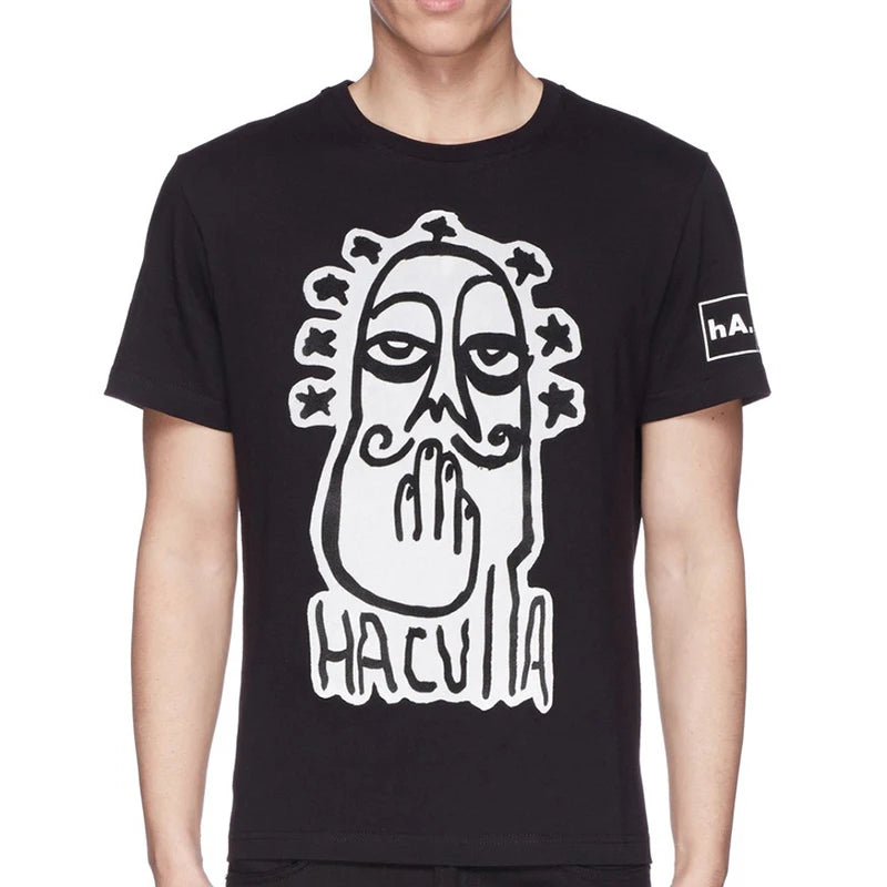 New HACULLA T-shirt Men Woman Chaopai Graffiti Street Art Printing Summer Loose Casual O-Neck Cotton Top Tees Street King Limited