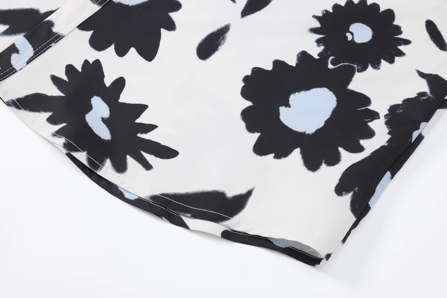 Summer 24SS Vintage Retro Black Flower Direct Print High-Street Casual Beach Style Quality Cold Short Sleeve Shirt Street King Limited