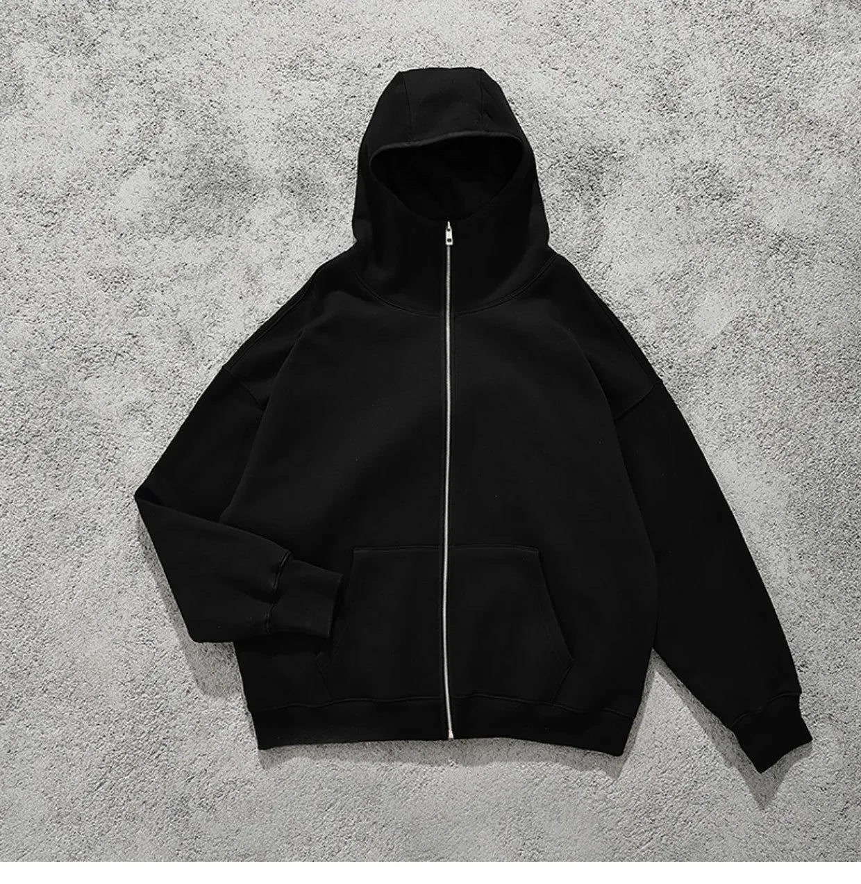 Streetwear Solid Color Ninja Zipper Hoodies Men's Fleece Turtleneck Cardigan Outdoor Oversized Hoody Plus Velvet Charge Coat Street King Limited