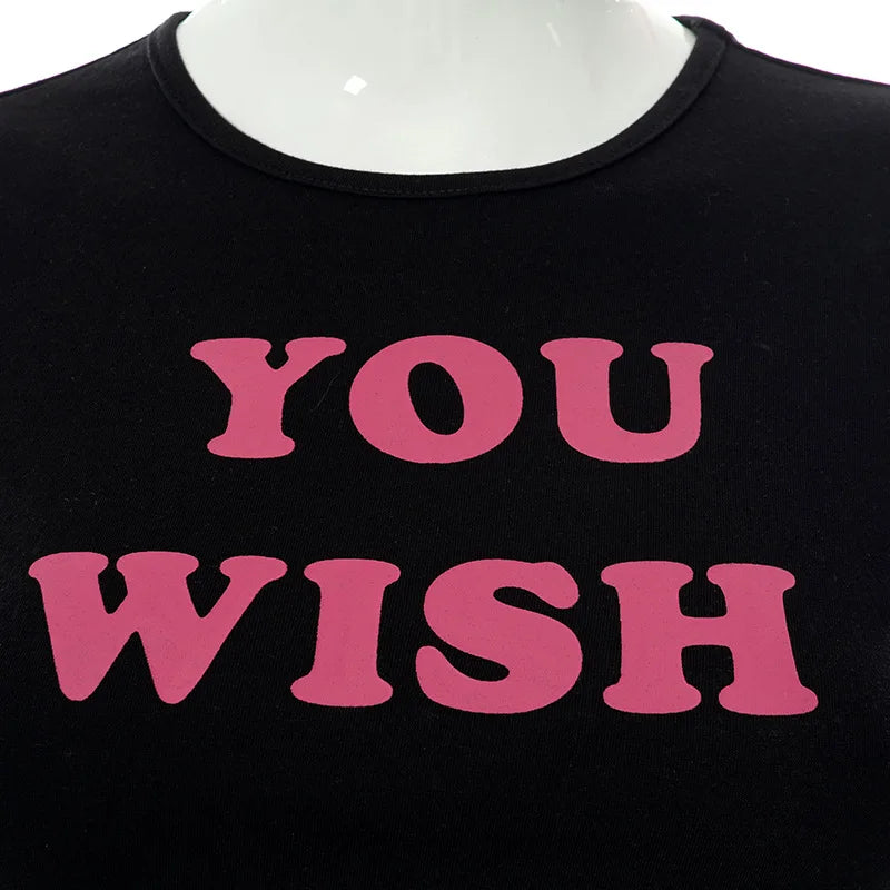 Aesthetic Fashion 2000S Cute Pink Letter Print Black Baby Tee Y2K Clothes Streetwear Vintage Short Sleeve Crop Top Women T-shirt Street King Limited