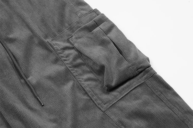 women high street corduroy pants casual elastic waist side pocket loose straight pant unisex hip hop y2k loose streetwear jogger unique joggers style 1358
