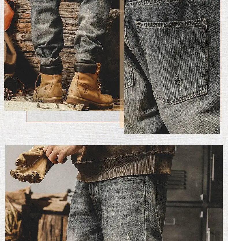american high street personalized hip hop washed straight leg jeans for men and women loose and handsome trendy casual pants y2k unique jeans style 677