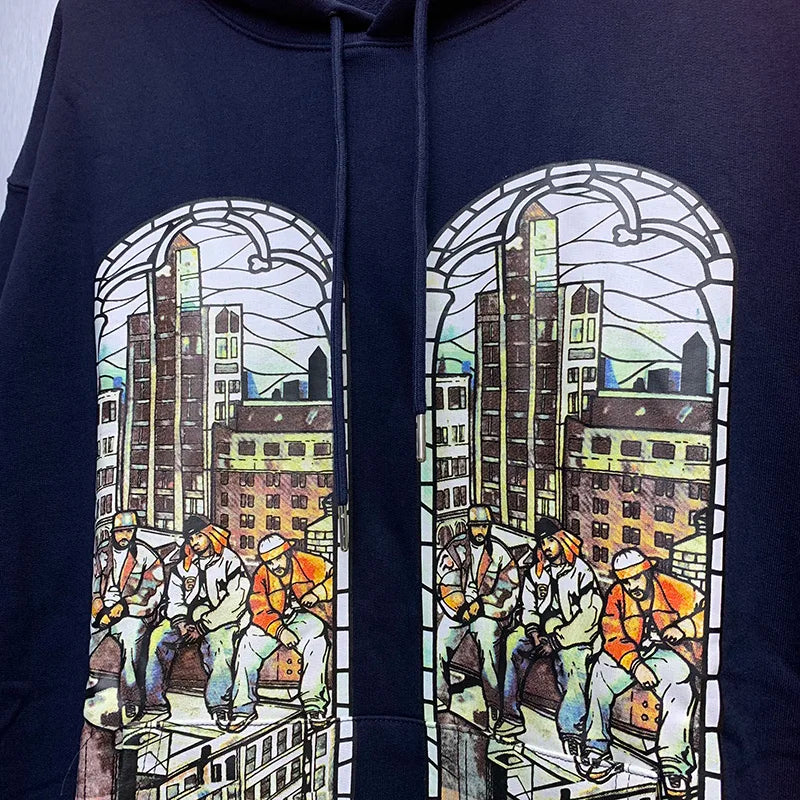 New WHO DECIDES WAR Hoodies Men Woman Deep Blue Oversized Vintage Eagle Printing Trend Hip Hop Hooded Hoodies Street King Limited