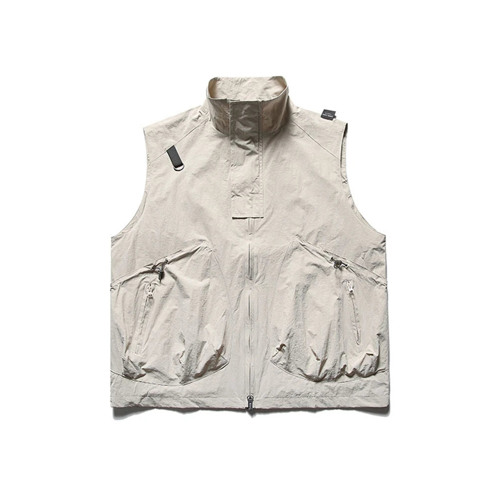 summer men fishing travel photo hiking vest waistcoat outdoor leisure solid color vest khaki black casual sleeveless jacket unique default style 6214