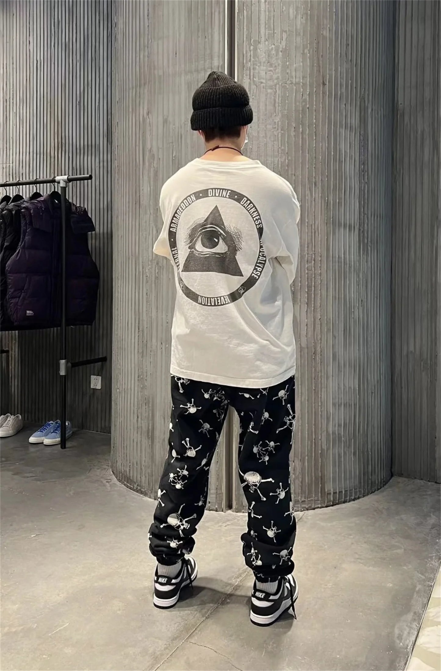 Summer 24ss Cross Print Brand Fashion Round Neck High-Street Round Neck Cotton Long Sleeve T Shirt Pullover Street King Limited