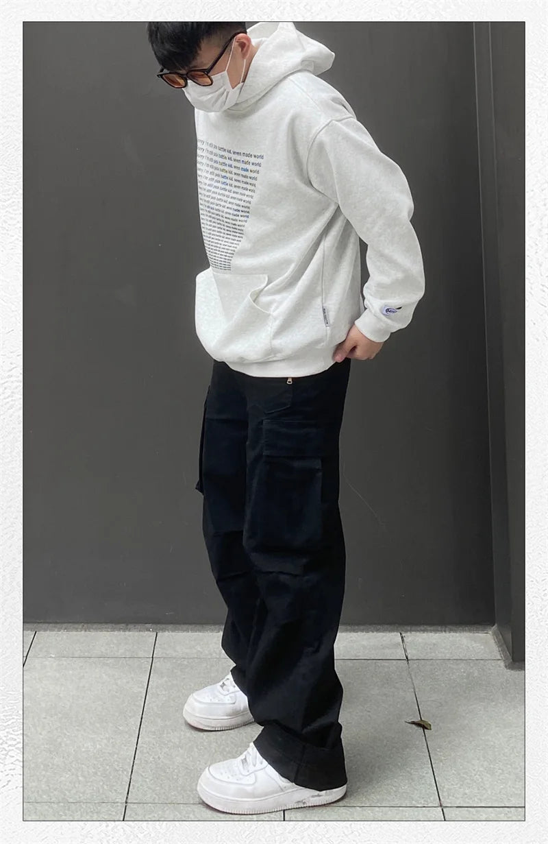 Oversized Flame Graphic Hoodie for Men