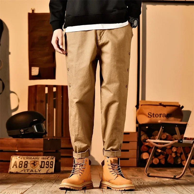 new breasted cargo tracksuit pants for men autumn y2k vintage harem tactical sweatpants casual outdoor baggy joggers trousers casual joggers