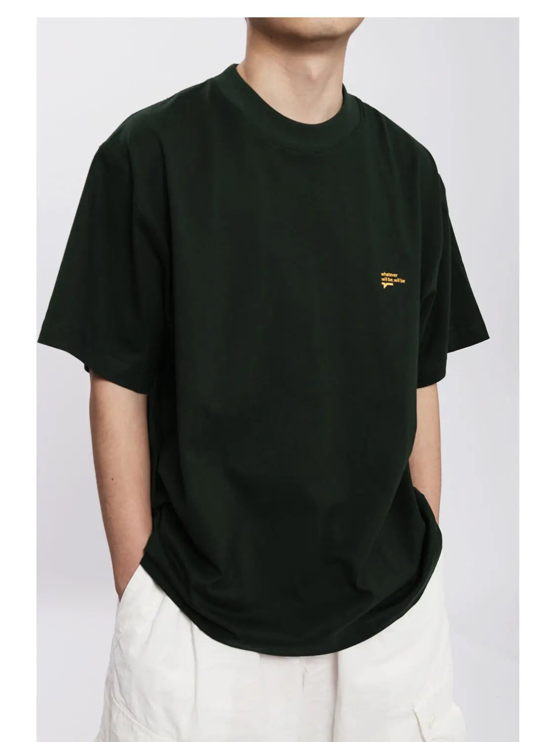 Summer Korean style loose simple short sleeved T shirt men casual y2k street solid color Harajuku round neck half sleeved top Street King Limited