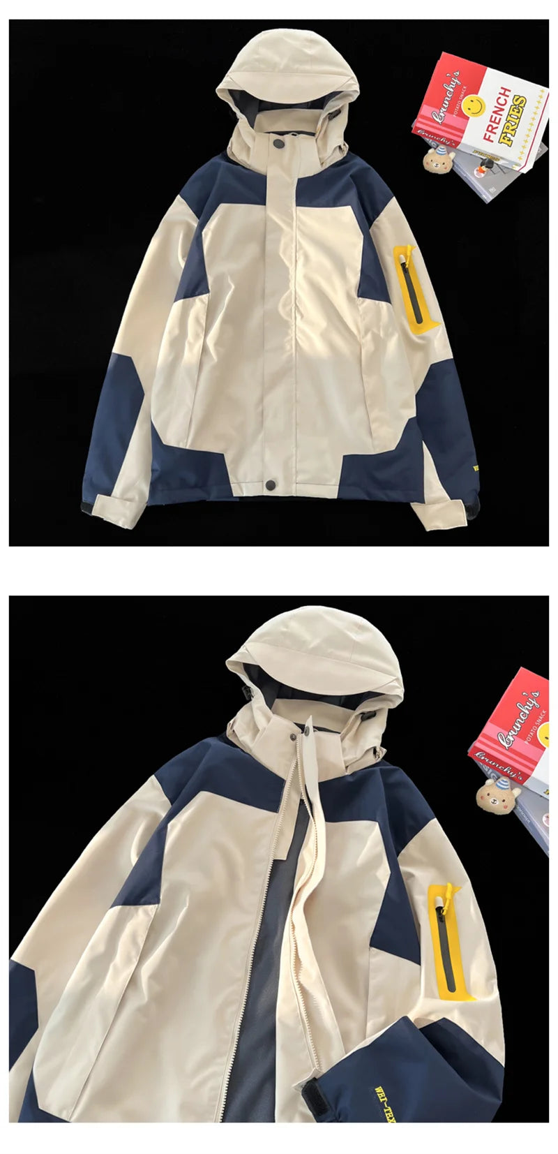 new colorblock pocket zip up hooded outdoor jackets for men fashion waterproof casual bomber jacket y2k motorcycle veste homme unique default style 130
