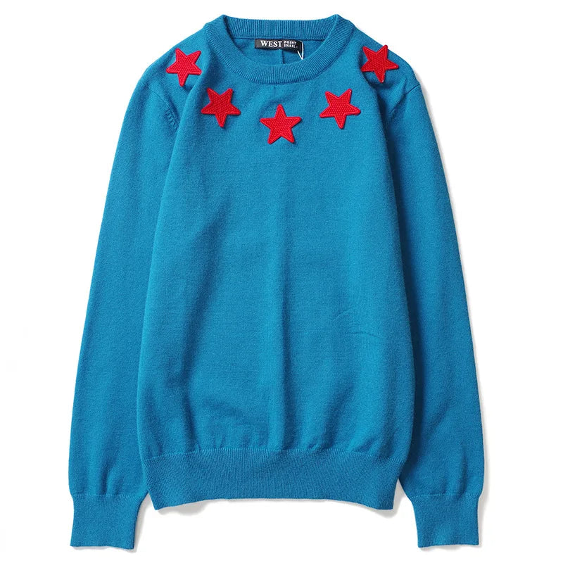 New High 2022 Men Luxury Winter gentleman Embroidered stars Knit Casual Sweaters pullover Asian Size High Street Drake #R77 Street King Limited