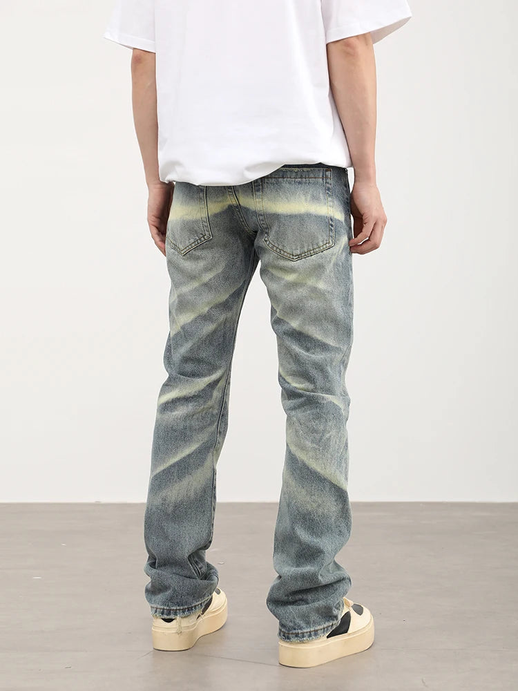 retro striped washed denim jeans flare pants unisex hip hop fashion streetwear harajuku loose straight y2k mens jeans joggers urban active pants