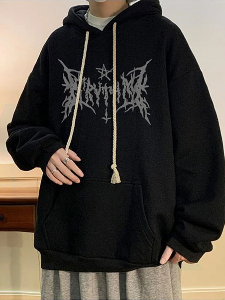 American Goth Printed Men's Pullover Hoodies Hip Hop Fashion Oversized Sweatshirts Casual Fleece Y2K Vintage Streetwear Hoodie Street King Limited