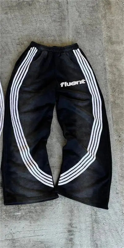 Trendy Brand American Retro Classic Striped Loose Sweatpants Hip-hop Streetwear Y2K Harajuku High-waisted Wide-leg Casual Pants Street King Limited