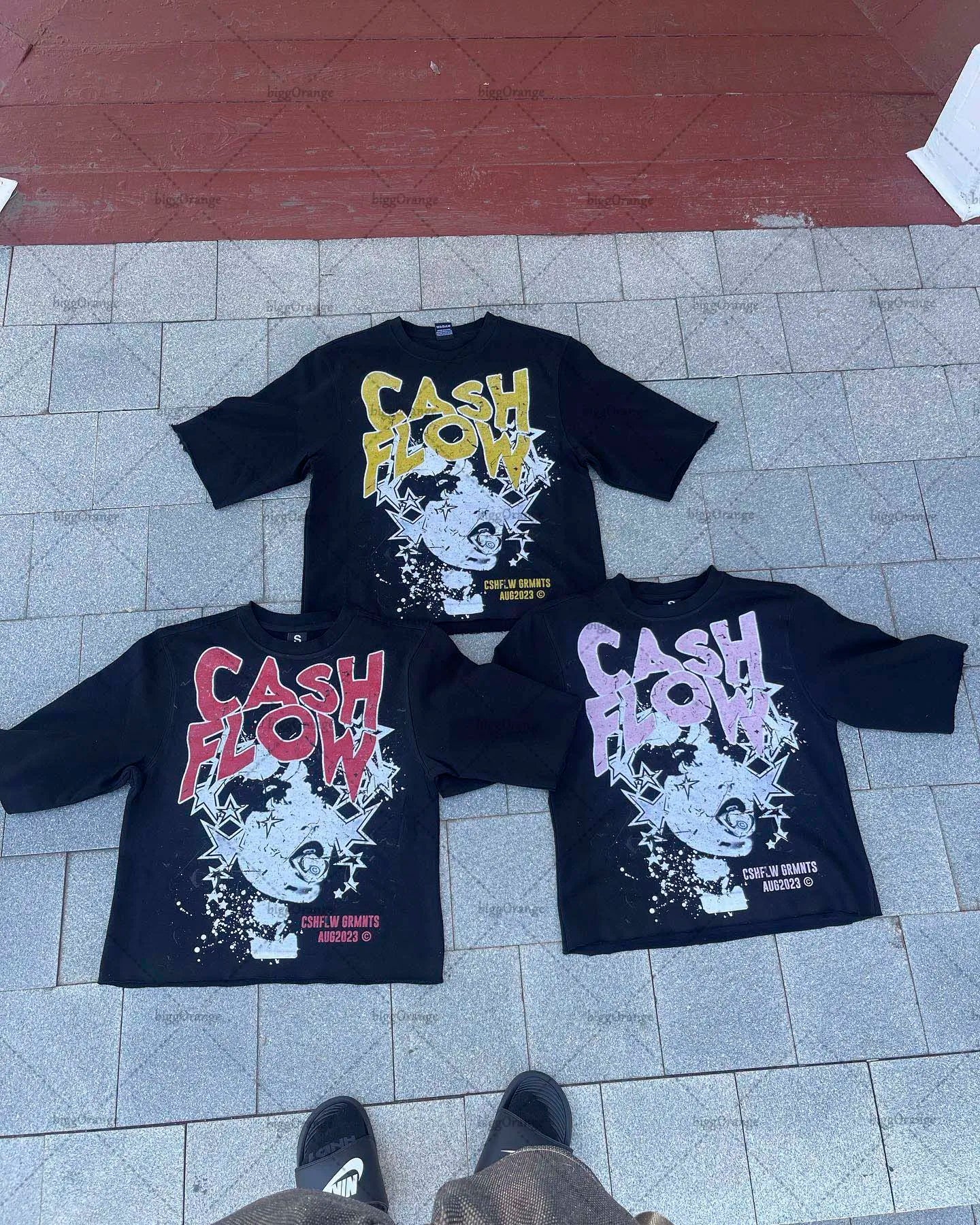 Y2K American high street clothing printed oversized T-shirt men's 2023 new loose casual versatile round neck T-shirt men's Street King Limited