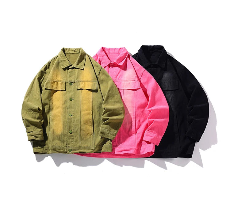 vintage high street washed denim jacket fashion streetwear luxury brand unisex jean coats loose casual male jackets unique jeans style 99