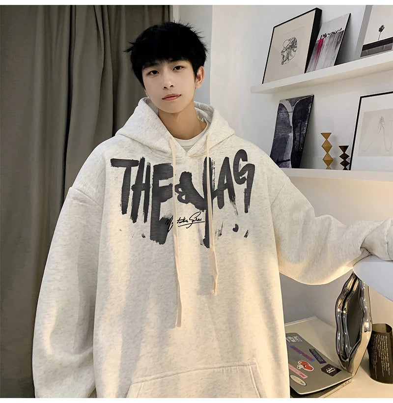 High Street Letter Print Oversized Hoodie Men's New Hip Hop Fashion Hooded Sweatshirt Autumn Y2K Vintage Pullover Hoody Clothes Street King Limited
