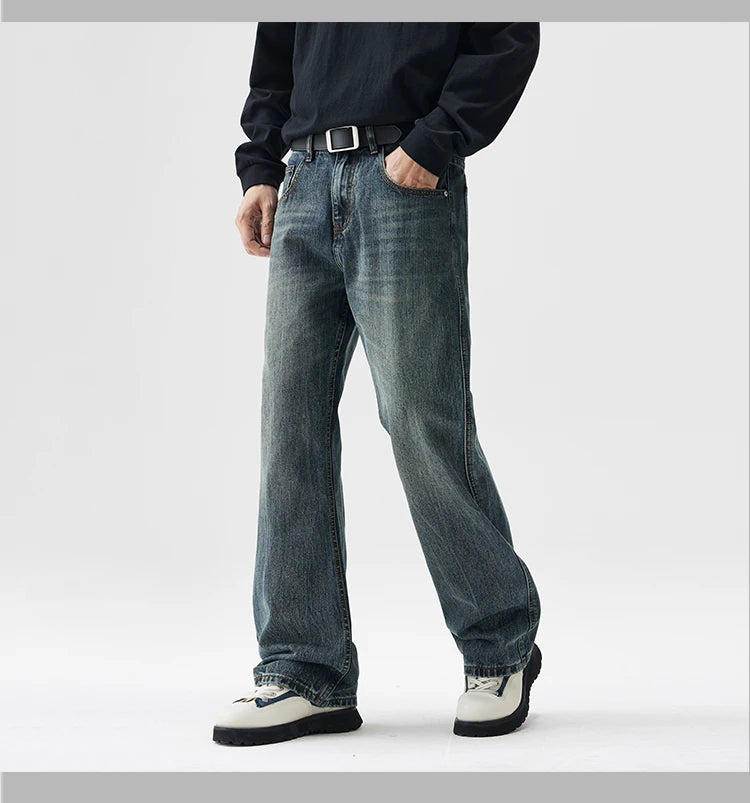mens plus size retro fashion streetwear loose casual micro flared denim pants jeans cityboy jeans trousers 28 40 unique jeans style 2593