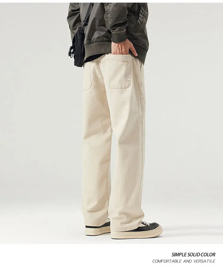 men fashion casual retro pure cotton straight elastic waist plus size loose denim jeans pants man cityboy streetwear trousers unique jeans style 2124